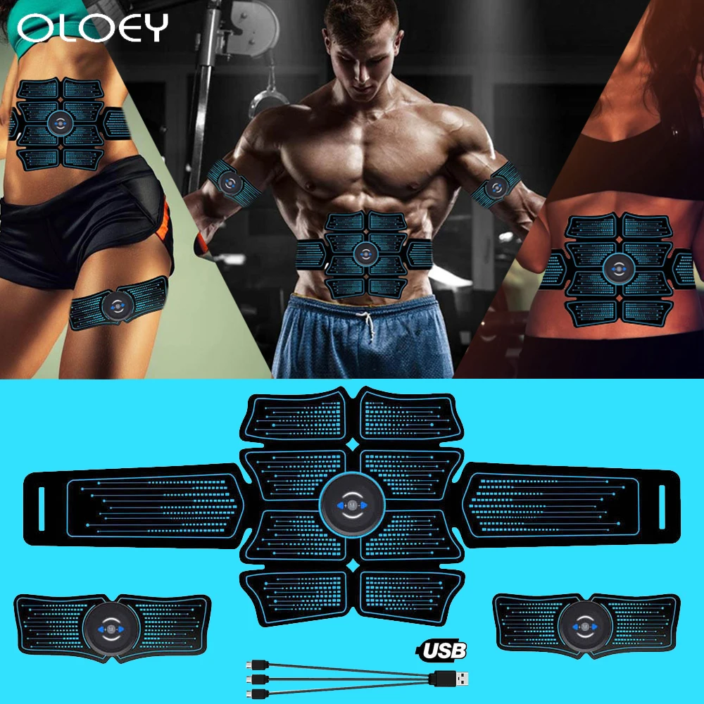 

USB Rechargable Abdominal Muscle Stimulator Total ABS Fitness Equipment Training Gear Muscles Press Simulator Muscle Home Gym