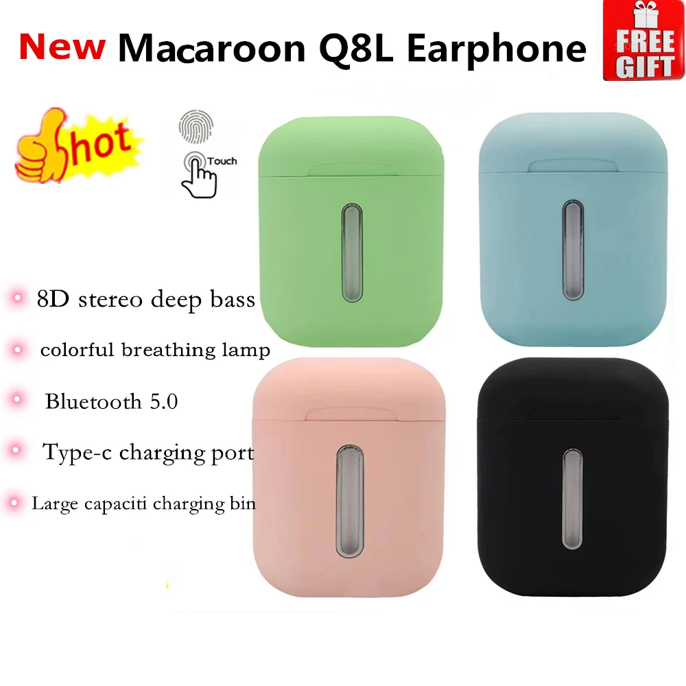

Macaroom Q8L Bluetooth 5.0 TWS Earbud Touch Control Headphone Pop-up 8D Stereo Wireless Earphone with Colorful Breathing Light