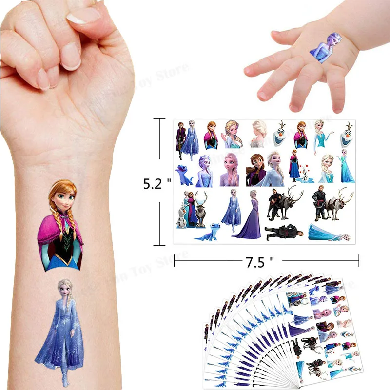 Pegatina de tatuaje temporal de Anna Aisha para niñas, juguetes de Disney de Frozen, figuras de acción de dibujos animados de princesa, regalo de cumpleaños de Navidad, 1 ud.