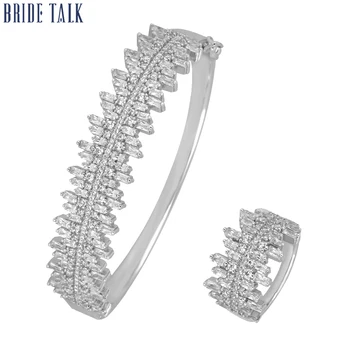 

BrideTalk Luxury Irregularity Shape Love Bangle Ring for Women Micro Paved Cubic Zirconia Wedding Engage Bracelet Charm Jewelry