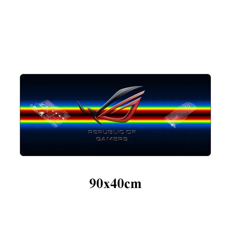 Большой пользовательский 90x40 см ASUS игровой коврик для мыши геймер Республика геймеров Клавиатура pad Блокировка резиновая прокладка долговечный переносной Настольный коврик - Цвет: Черный