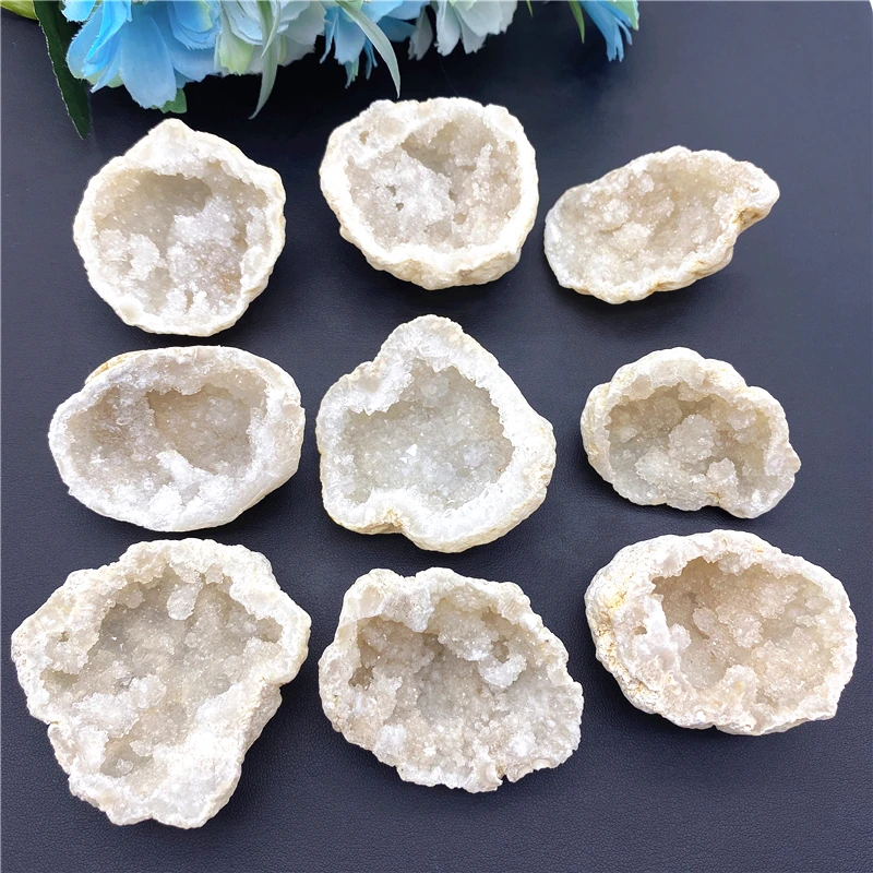 Beautiful 1PC Large Natura Stone White Agate Geode Crystal Cluster Minerals  Specimen Feng Shui Natural Quartz Crystals