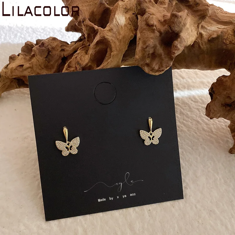 

Lilacolor Drop Earrings for Women 2020 Zircon S925 Silver Pins Korean Sweet Small Butterfly Girl Ctue Dangle Earring Ear Jewelry