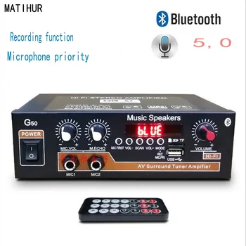 

G50 800W Bluetooth 5.0 Amplifier HIFI AMP TF Card FM U Disk USB 12V 110V 220V Home Theater Power Amplifier Car Audio Subwoofer