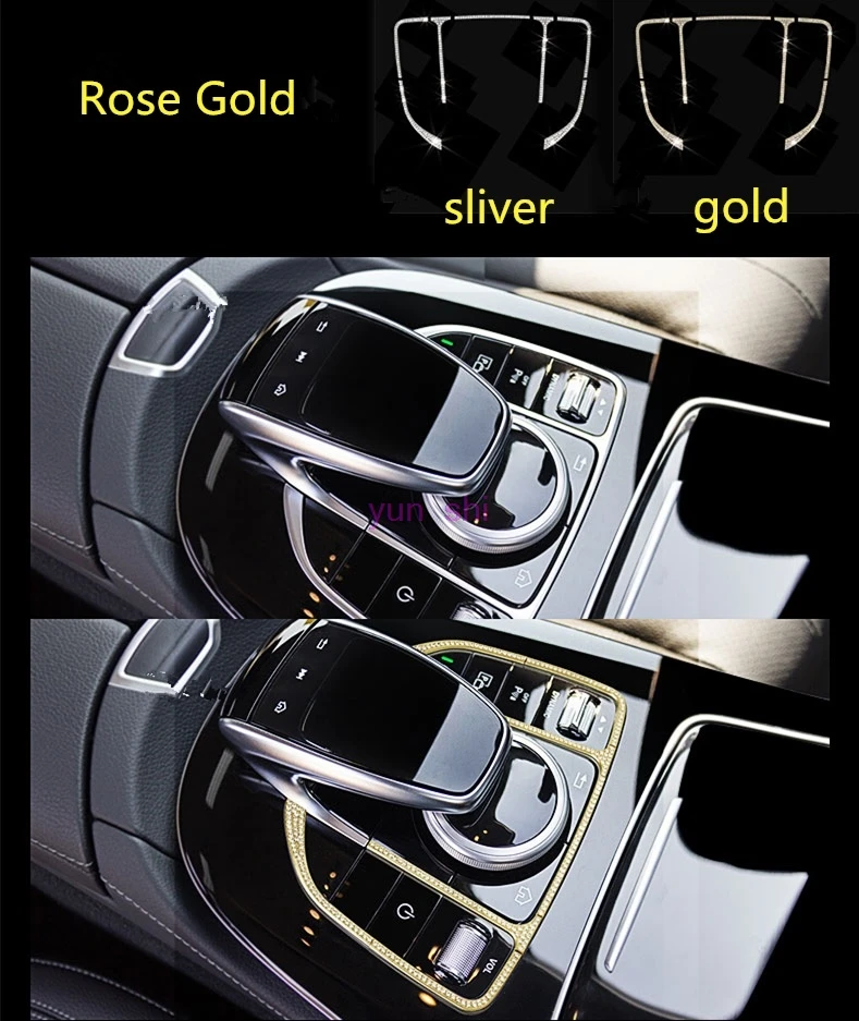 Car Control Center Mouse Touchpad Button Frame Luxurious Decoration Cover Trim For Mercedes Benz GLC C E Class W205 W213 2015-19