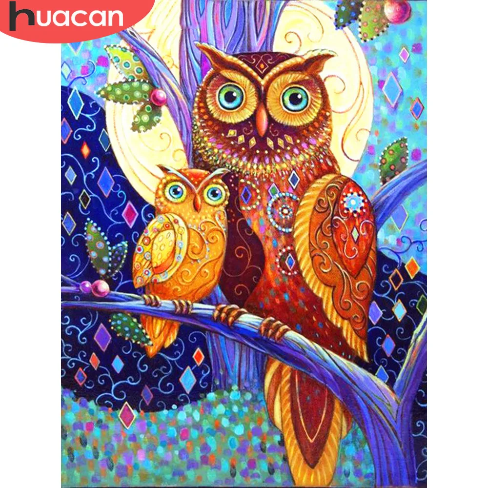 

HUACAN 5d Diamond Painting Full Square Owl Diamond Embroidery Cross Stitch Rhinestones Pictures Home Decorations