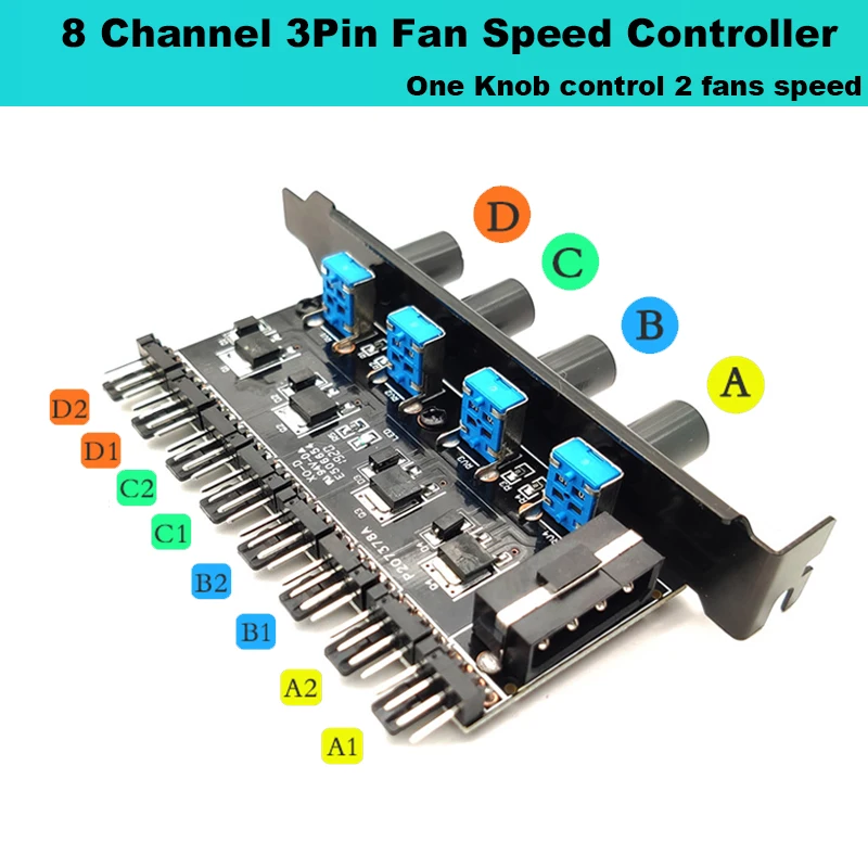 Контроллер скорости вентилятора PCI 12 В Molex 4pin или SATA 6 8 кулеров PWM 4 контактный