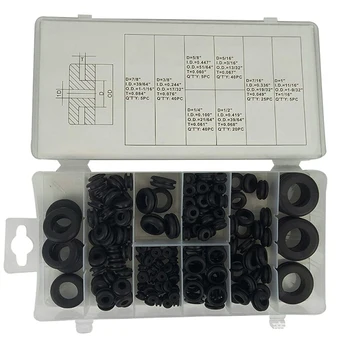 

180pcs Black Rubber Grommet Firewall Hole Plug Retaining Ring Set Car Electrical Wire Gasket Kit For Cylinder Valve Water Pipe