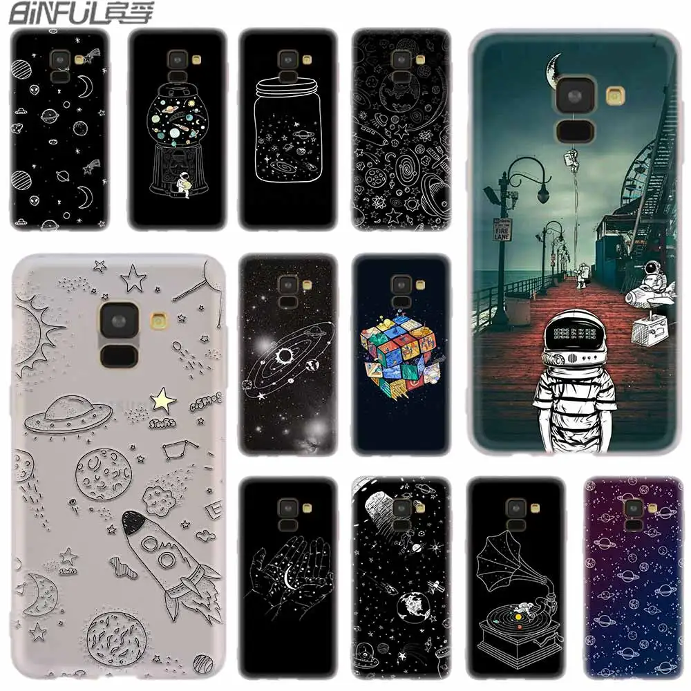Space Moon Astronaut Black White Case For SamsungA10 A10S A10E A20 A20S A20E A30 A30S A40 A40S A50 A60 A70 A70S A80 A90 | Мобильные