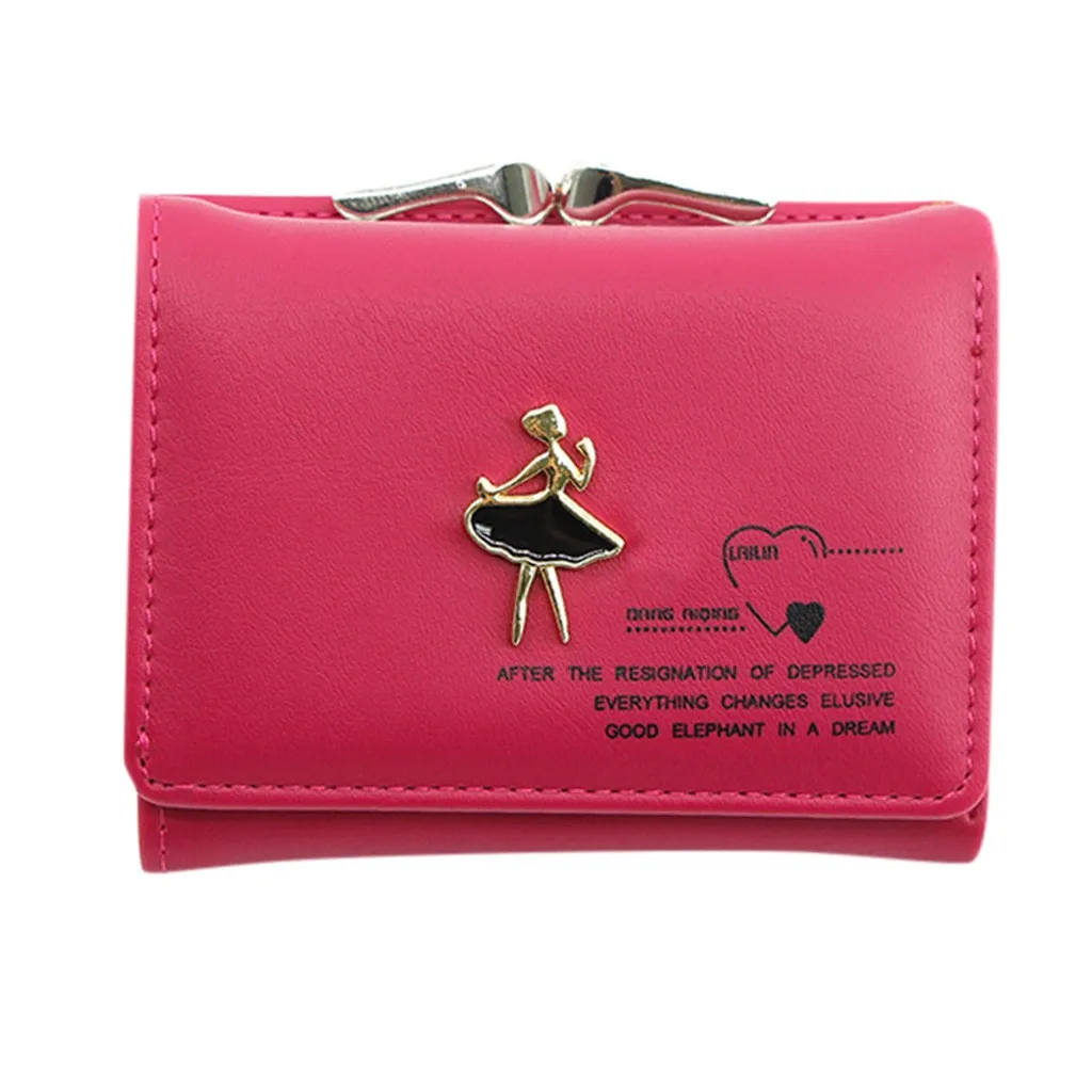 

Women's Wallet Cartoon Pattern design Soft Pu Leather Pure Color Small Coin Purse Square Clutch Bags Banknotes Ladies Bags