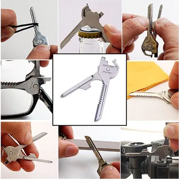 

6 In1 Utili-key Keychain Keyring Multi Tool Stainless Edc Screwdriver Opener Tools Part Запчасти На Перфоратор Dropshipping
