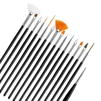 3 colors Acrylic Nail Art Brushes Handle Design Painting Dotting Pens Tools Kits 15PCS/SETS For Nail Beauty Design 2