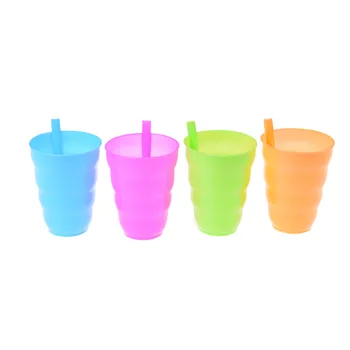 

4pcs/lot Kids Children Infant Baby Sip Cup with Built in Straw Mug Drink Home Colors