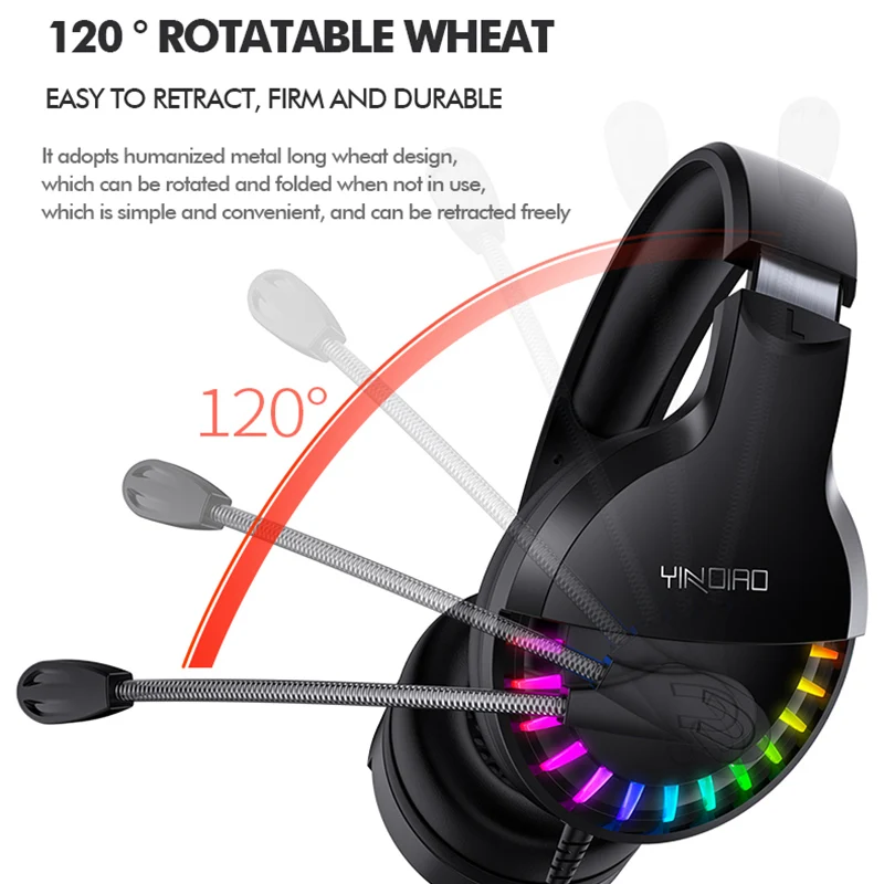 Head Mounted Wired Headset 7 1 Surround Sound RGB Light Game Headphones with Microphone for Xbox One PS4 Tablet PC