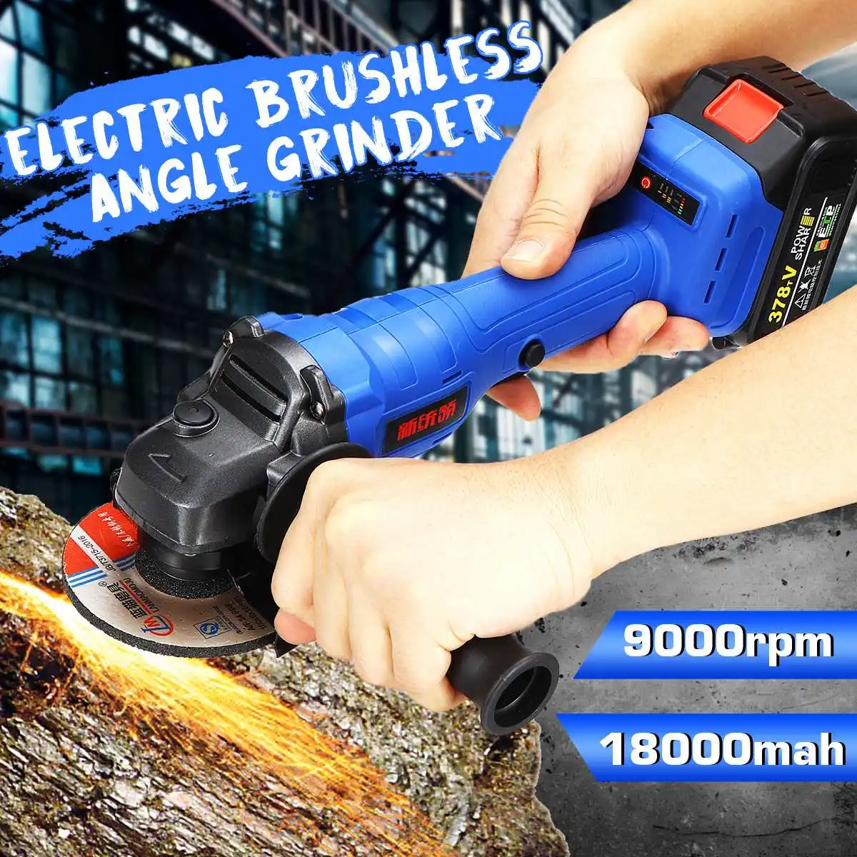 

18000mah Cordless Electric Angle Grinder Polishing Machine 9000rpm Brushless Angle Grinder Cutting Tool with Battery& Charger