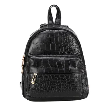 

Fashion Women's Leather Crocodile Pattern Backpack Solid Color Lightweight Portable Zipper Shoulder Messenger Bags Travel Packs