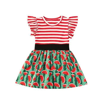 

2020 Toddler Infant Kids Baby Girls Dress Striped Watermelon Summer Sleeveless O-neck Patchwork Dresses Outfits Clothing