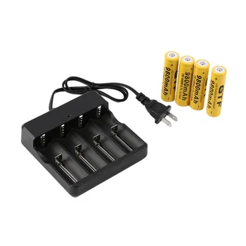

4pcs 18650 9800mAh 3.7V Protected Rechargeable Li-ion Batteries with Universal US Stop Charger 18650 Li ion Bateria with Charger