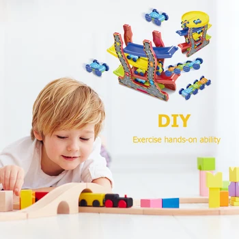 

Assembled Model Building Kits Tool Kids DIY Rail Car Racing Car Multi-Layer Assembled Rail Car Sliding Puzzle Toy