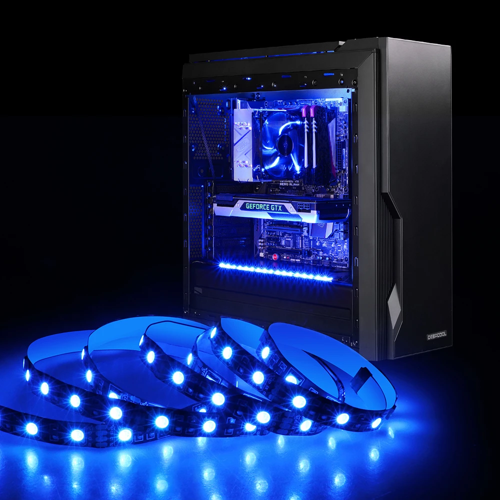 Tira de luces LED RGB 5050 para placa base de PC, 12V, 4 pines, decoración de carcasa de ordenador, de Control de placa base RGB que cambia de color|Tiras LED| - AliExpress