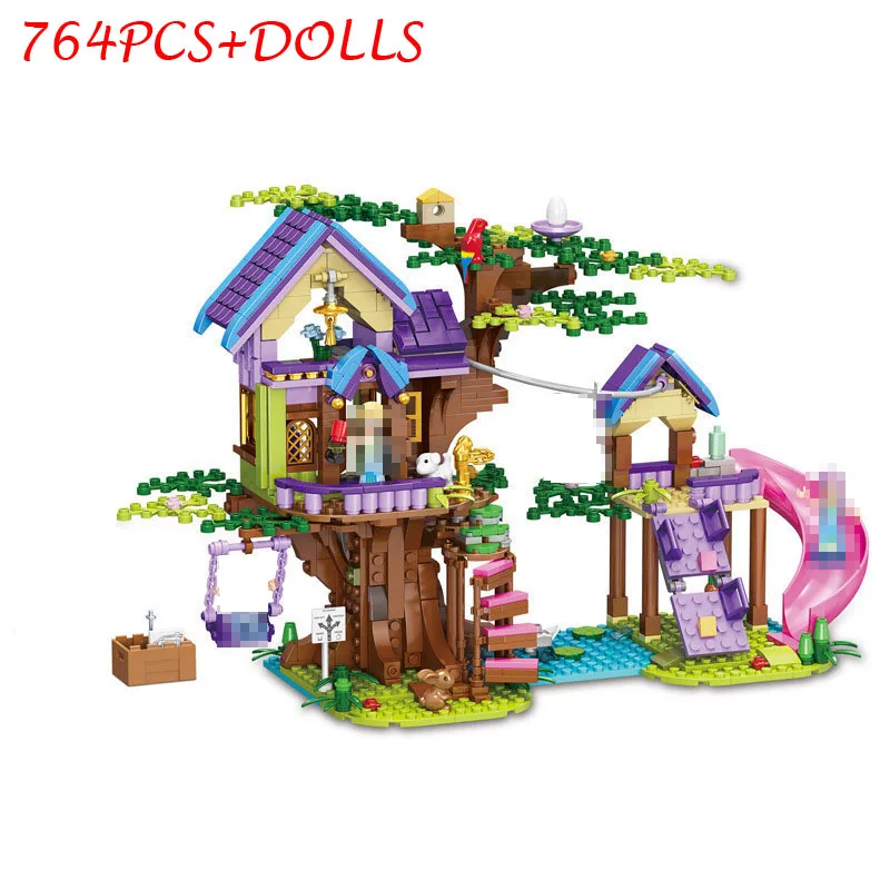 DIY Creative Girls Series Tree House Slide Swing Building Block Model Small Particles For Children's Birthday Christmas Toys | Игрушки и