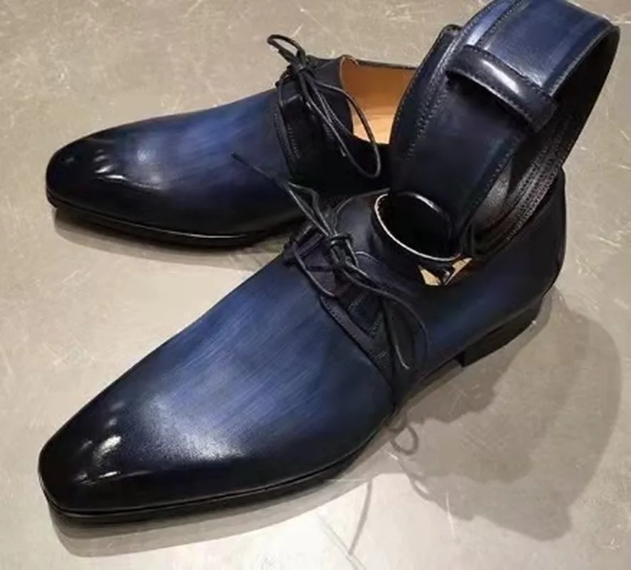 Zapatos De vestir De piel sintética con cordones para Hombre, calzado informal clásico Retro, negocios, AG004