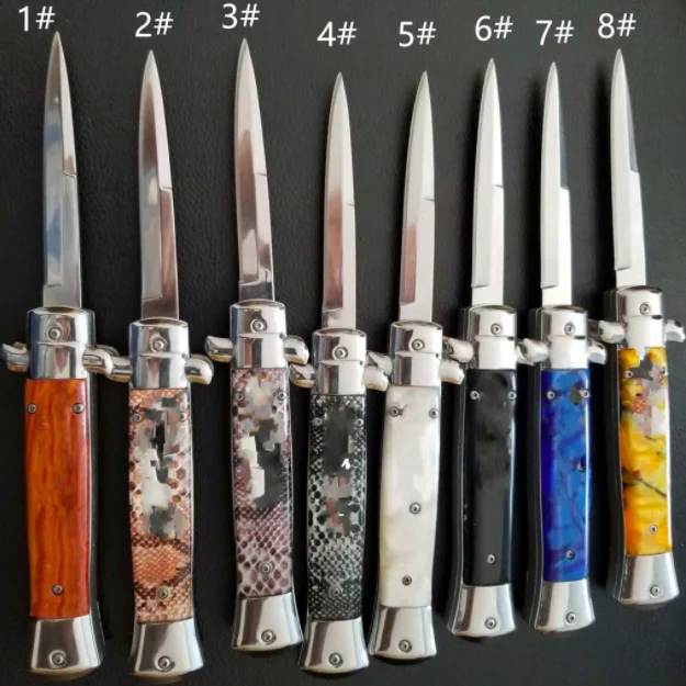 Italy Mafia, 9 дюймов, 440 акрил, Двойное действие, тактический, Самозащита, складной, edc нож, походный нож, охотничьи ножи, рождественский подарок
