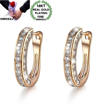 

OMHXZJ Wholesale EA607 European Fashion Woman Girl Party Birthday Wedding Gift U Shape AAA Zircon 18KT White Gold Drop Earrings