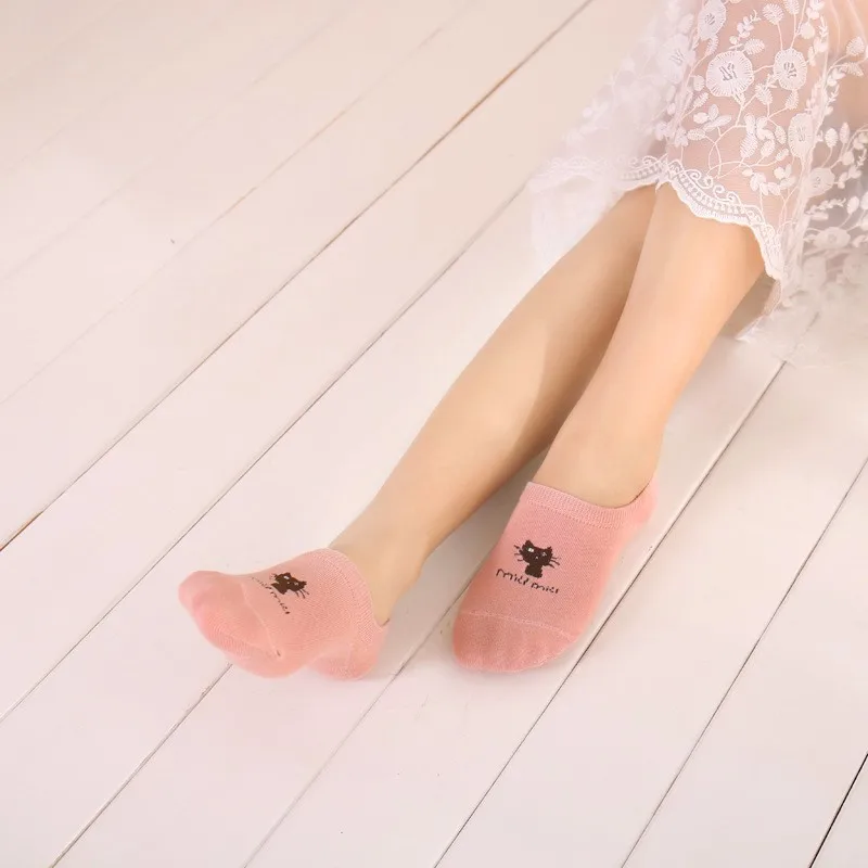 5 пар, милые носки с мультяшным животным в стиле Харадзюку, мягкие женские летние корейские забавные короткие носки-лодочки с изображением кота, Happy Sox, Прямая поставка