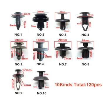 

Black Rivet Clips 120Pcs Interior Exterior Bumpers Fenders Replacement