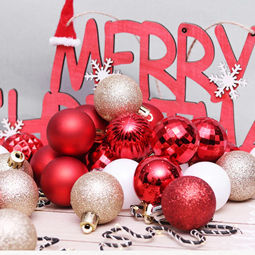 24 шт. золотые, розовые, шампанские, красные, металлические рождественские шары, декор для рождественской елки, Рождественский Декор для дома, подарок на год