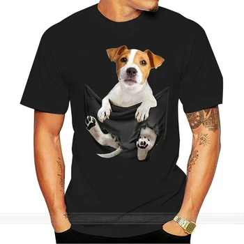 

Jack Russell Inside Pocket T-shirt Dog LoversT-shirt Black Size S-3XL Men Women Unisex Fashion tshirt Free Shipping