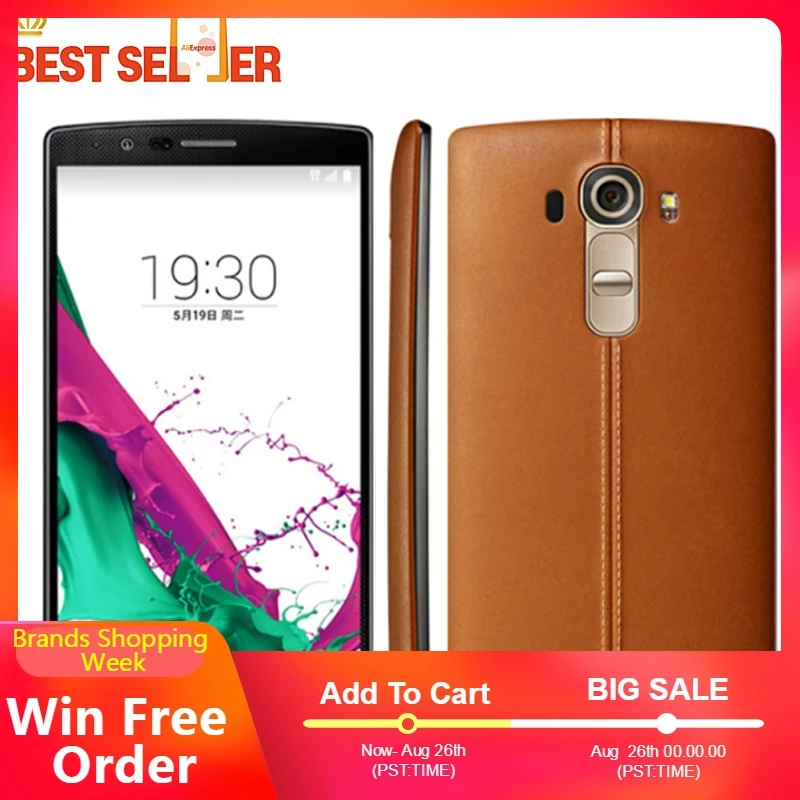

Original Unlocked LG G4 4G LTE Mobile Phones H815 H810 H811 Android Hexa Core 5.5 inch 16MP Camera Dual Sim ROM 32GB WIFI GPS