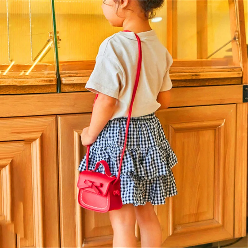 2021 Brand New Toddler Baby Messenger Bags Children Kids Girls Princess Shoulder Bag Handbag Solid Bowknot Princess Coin Purses