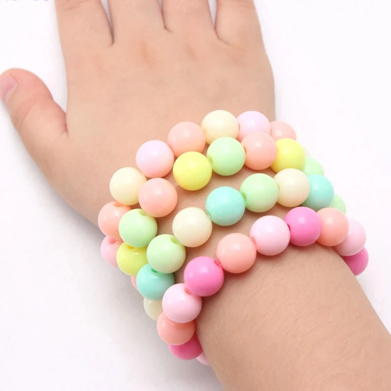 Stone Bead Bracelet Beaded Bracelet Pearl Bracelet 10Pcs/Set Children Girls Charm Bracelet Kids Cute Mini Colorful Pearl Bead Elastic Bracelets Toys Jewelry Wristbands Party Decor