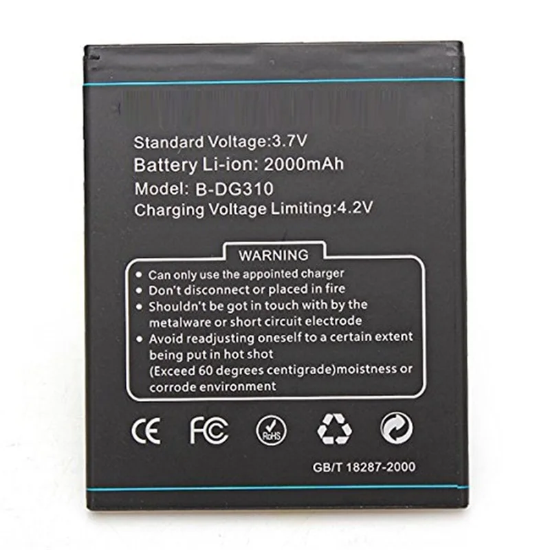 Новый B-DG310 телефона-ионная аккумуляторная батарея для DOOGEE DG310 BDG310 2000 мАч Высокое