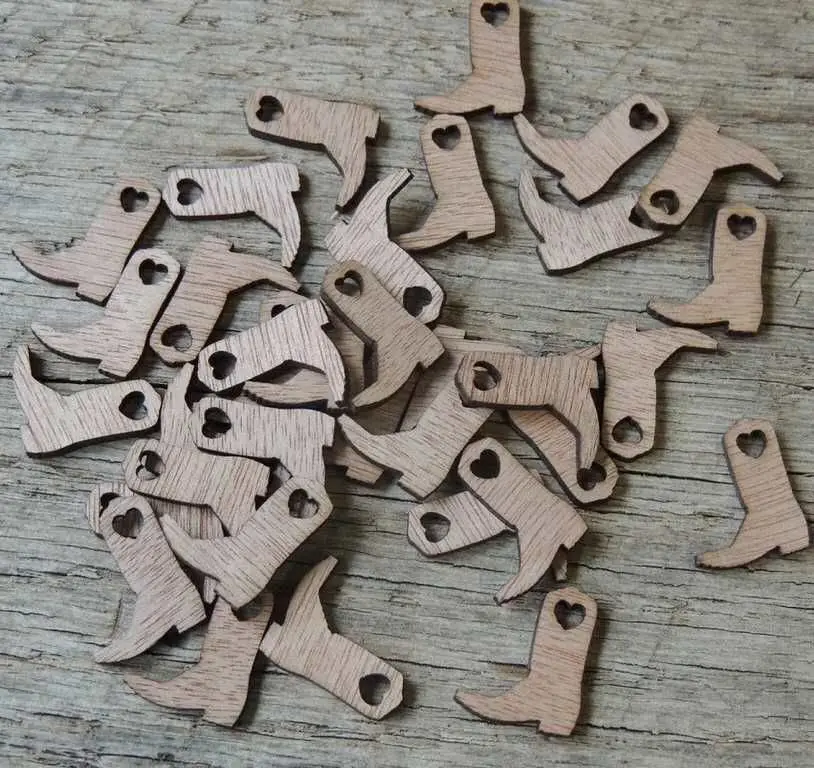 50pcs Small Wood Cowboy Hats/Boots For 