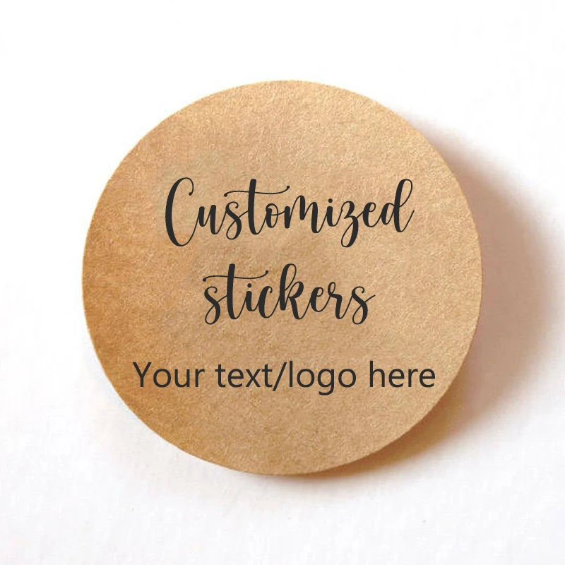 Customize Text Logo Kraft Paper Stickers Round Labels For Handmade Gift Tag Paper DIY Envelope Sealing Stickers Stationery