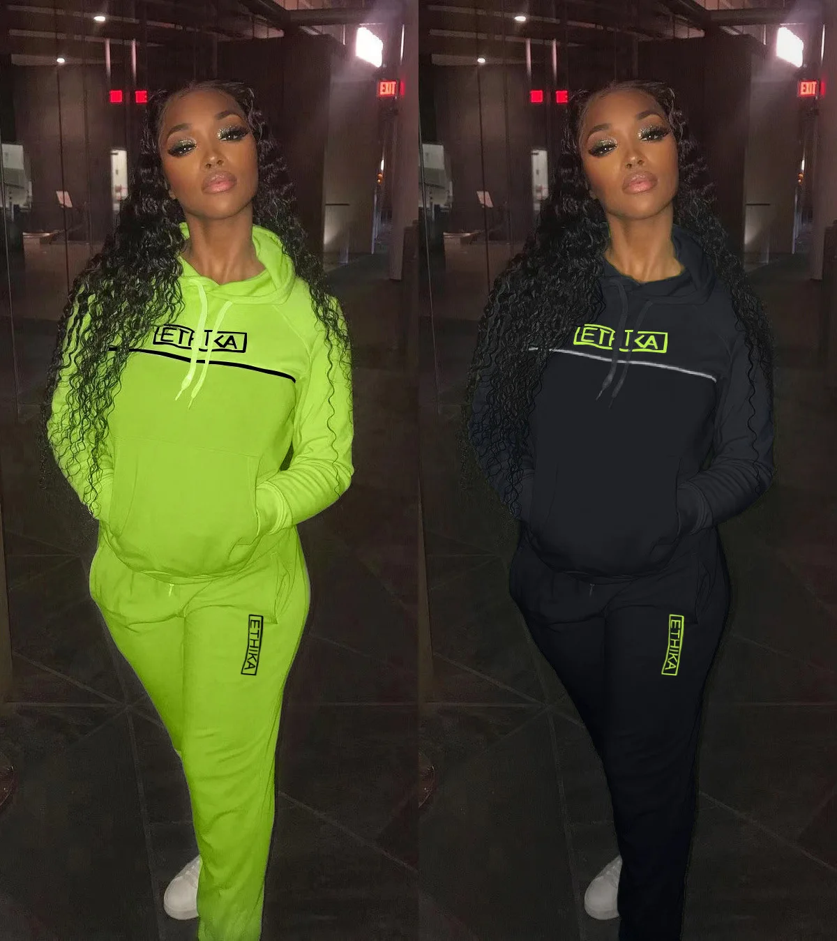 Luren Ethika Women Set O Neck 2 Pieces Matching Suit Slim Fit Crop Top