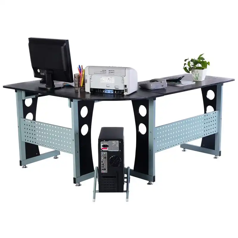 High Quality Wood Large L Shape Corner Computer Desk Sy Steel