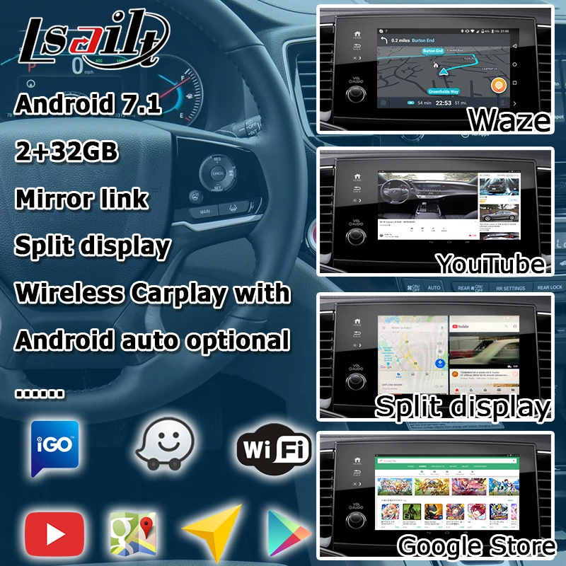 Lsailt Android gps навигационная система коробка для Honda Pilot high end-видео интерфейс коробка зеркальная ссылка youtube waze yandex navi