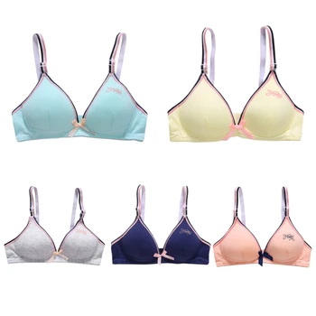 

Cotton Teenage Girl Underwear Bow Students Bra Wire Free Training 12-16 Year New GXMB