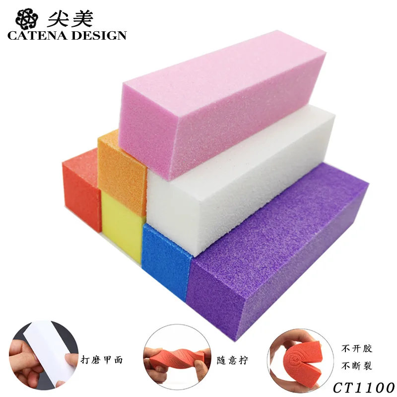

Manicure Implement Good Quality Elastic Cotton Four Sides Polishing Block Color Tofu Manicure Polishing Condensing Condensing
