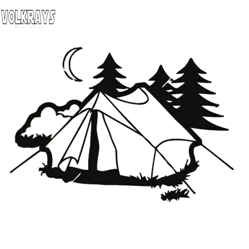 Volkrays Fashion Car Sticker Tent Camping Nature Rest Accessories Reflective Waterproof Sunscreen Black/Silver 11cm*16cm | Автомобили и