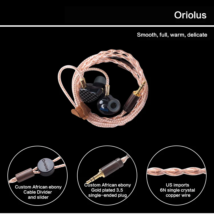 Oriolus черный Oriolus 3 сбалансированная арматура+ 10 мм Динамический HiFi IEM в ухо наушник со съемным кабелем