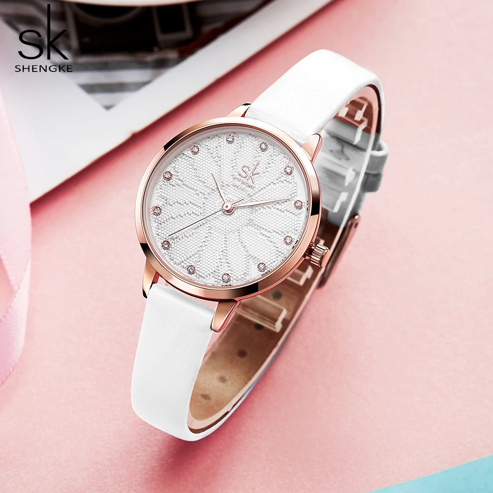 Shengke брендовые модные кварцевые часы для женщин девочек часы роскошные часы бизнес женские наручные часы, рождественский подарок