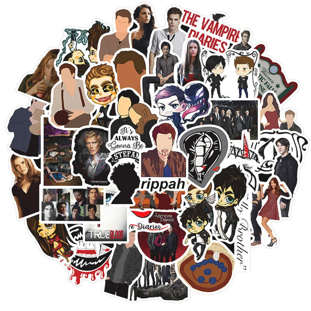 10/30/50PCS Popular American TV Series The Vampire Diaries Graffiti Stickers Luggage Motorcycle Laptop Stickers Wholesale