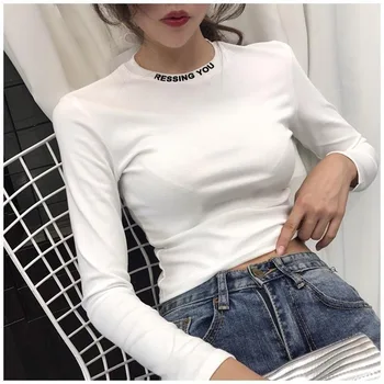 

Harajuku Shirt Printed Letter Tops Long Sleeve Fall White Vogue Poleras Mujer de Moda 2019 Ulzzang Plus Size Japanese Top Cotton