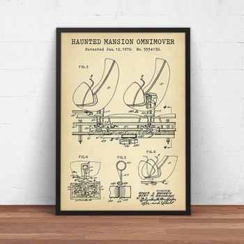

Haunted Mansion Ride Omnimover Patent Posters Print Amusement Park Blueprint Art Canvas Painting Kids Room Decor Children's Gift