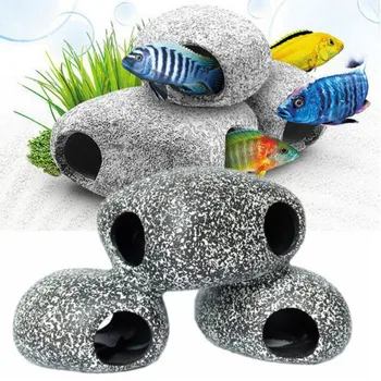 

Aquarium Cichlid Stone Ceramic Rock Cave Aquarium Fish Tank Pond Shrimp Breeding Ornament Decor Accessory Decorative Marbles